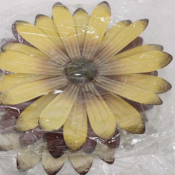 Set of 3 Metal Flower Wall Art - Whimsical Spring Decor in Cream, Red and Yellow - Picture 7 of 10